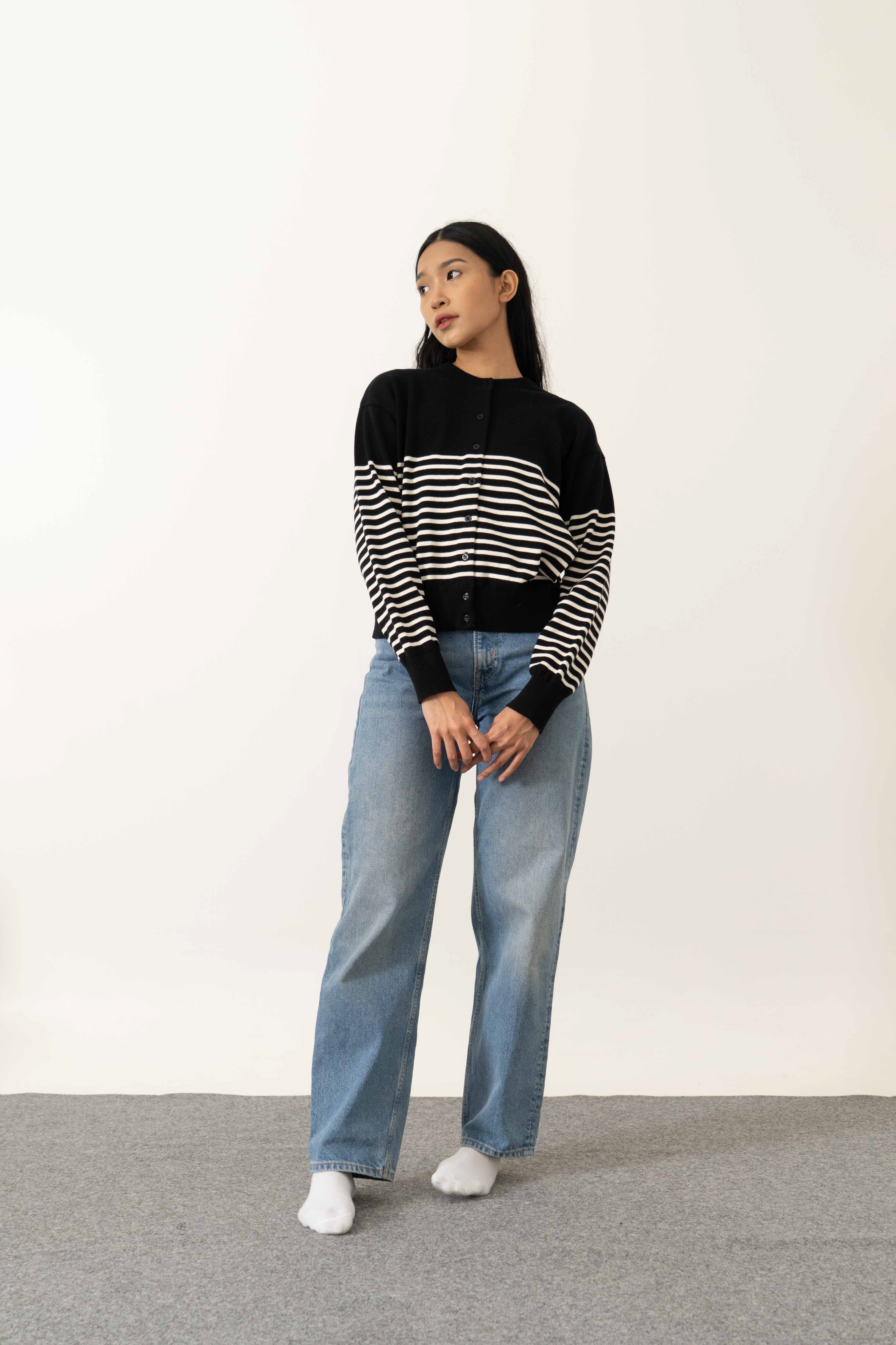 Basic Striped Cardigan